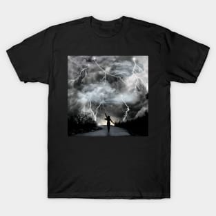 Wild Storm Dance - Woman Surrounded by Lightning T-Shirt